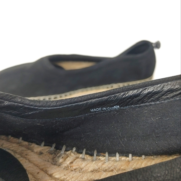 Eileen Fisher Black Suede Espadrille with Back Pull Tab Size 8 - Picture 7 of 10